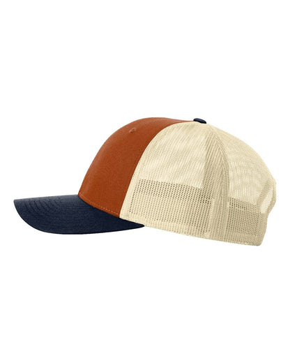 Richardson 115 Low Profile Snap-back Truckers Hat with Custom Branded Laser Engraved Leatherette Patch
