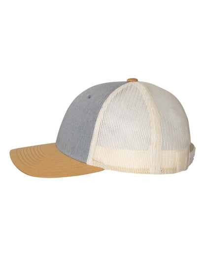Richardson 115 Low Profile Snap-back Truckers Hat with Custom Branded Laser Engraved Leatherette Patch