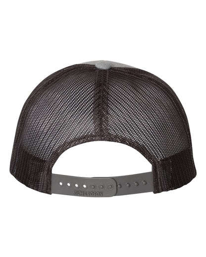Richardson 115 Low Profile Snap-back Truckers Hat with Custom Branded Laser Engraved Leatherette Patch