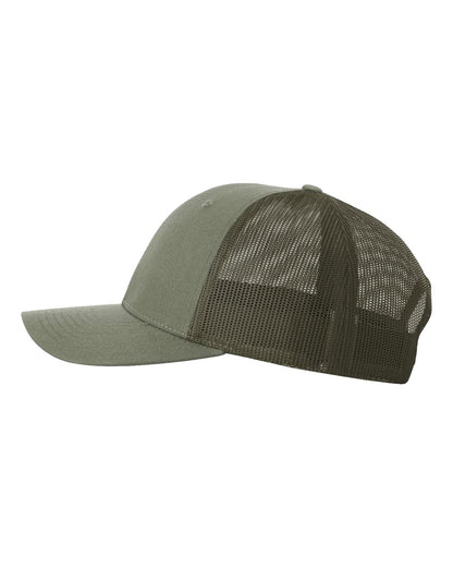 Richardson 115 Low Profile Snap-back Truckers Hat with Custom Branded Laser Engraved Leatherette Patch