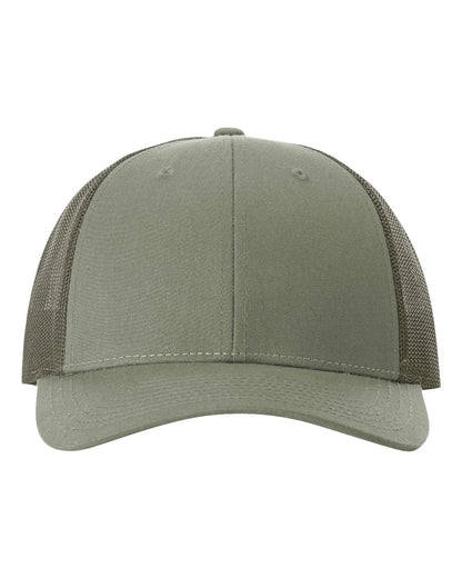Richardson 115 Low Profile Snap-back Truckers Hat with Custom Branded Laser Engraved Leatherette Patch