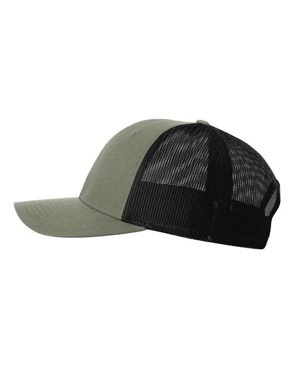 Richardson 115 Low Profile Snap-back Truckers Hat with Custom Branded Laser Engraved Leatherette Patch