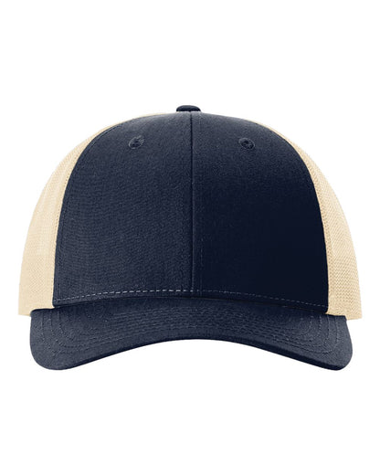 Richardson 115 Low Profile Snap-back Truckers Hat with Custom Branded Laser Engraved Leatherette Patch