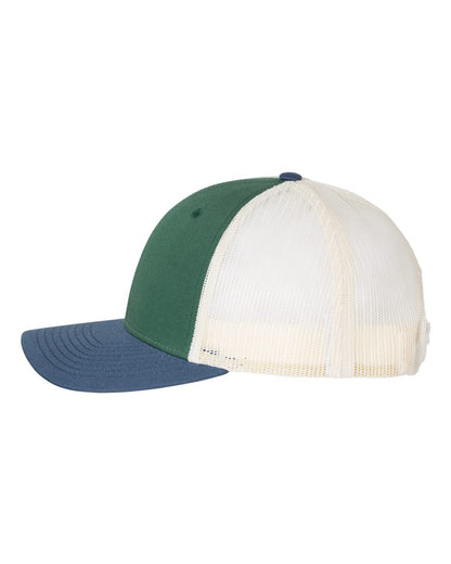 Richardson 115 Low Profile Snap-back Truckers Hat with Custom Branded Laser Engraved Leatherette Patch