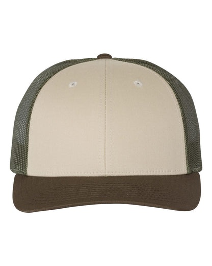 Richardson 115 Low Profile Snap-back Truckers Hat with Custom Branded Laser Engraved Leatherette Patch