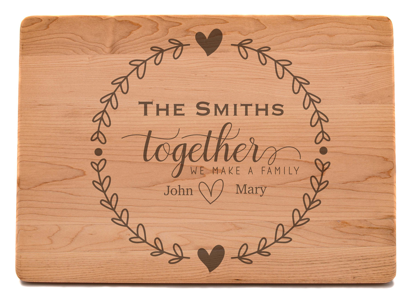 Custom Monogram Engraved Large Maple Cutting Board with Juice Groove 13-3/4" x 9-3/4