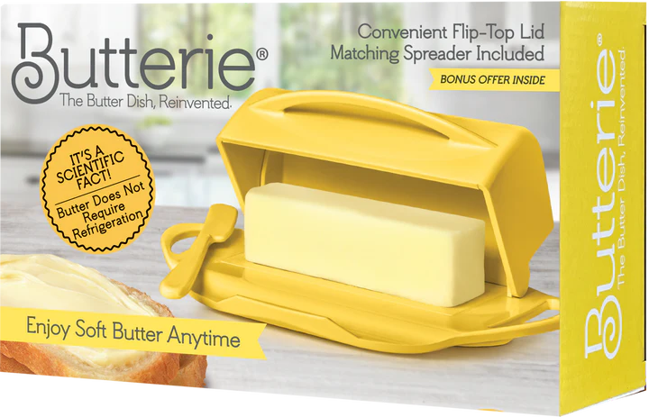 Butterie Butter Dish with attached Flip-Top Lid