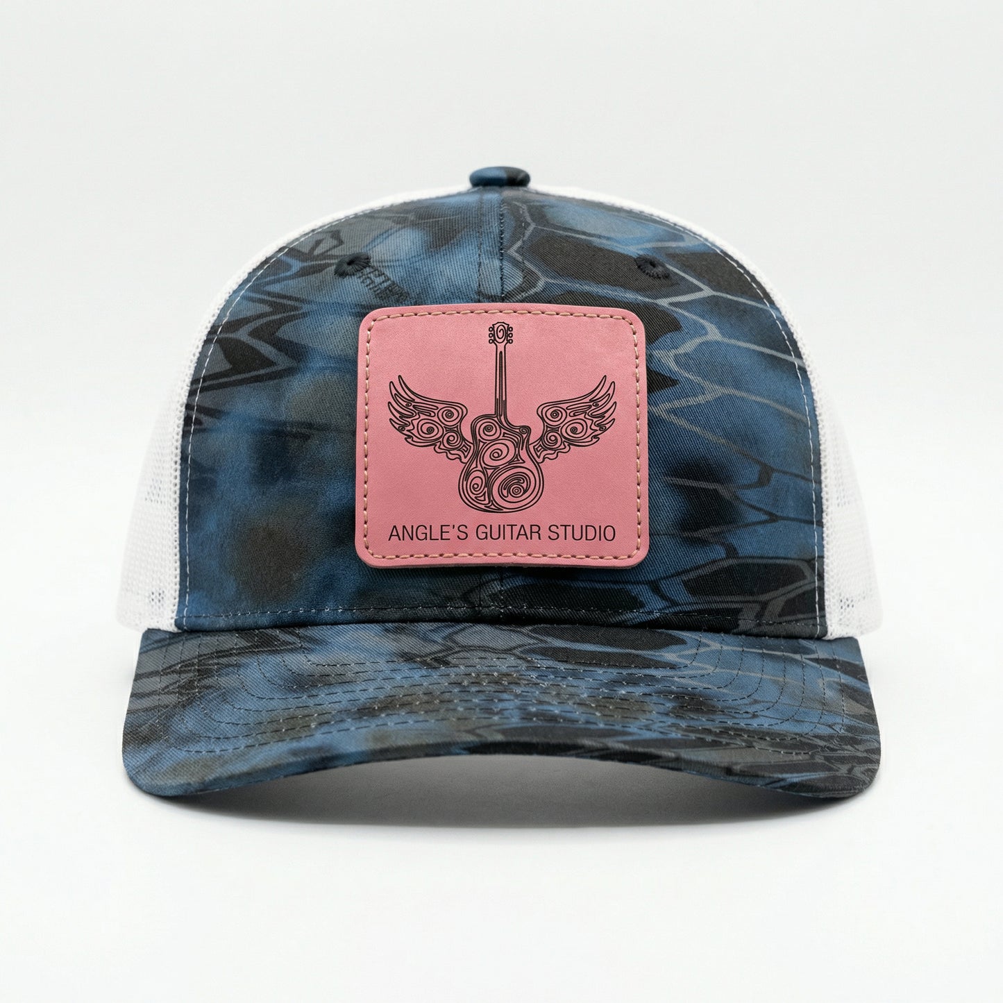Richardson 112PFP Kryptek Series Snap-back Truckers Hat with Custom Laser Engraved Leatherette Patch - Upload Your Logo, Brand, or Image