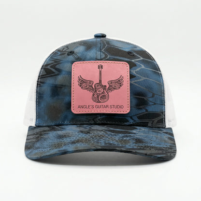 Richardson 112PFP Kryptek Series Snap-back Truckers Hat with Custom Laser Engraved Leatherette Patch - Upload Your Logo, Brand, or Image