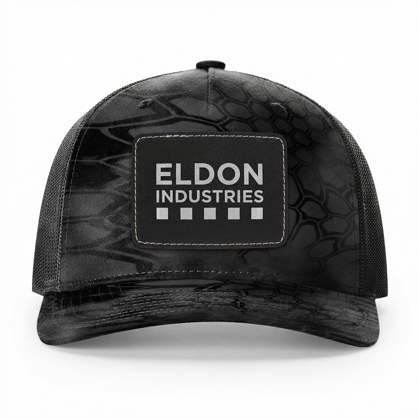 Richardson 112PFP Kryptek Series Snap-back Truckers Hat with Custom Laser Engraved Leatherette Patch - Upload Your Logo, Brand, or Image