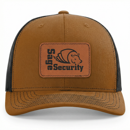 Richardson 112 Snap-back Truckers Hat with Custom Laser Engraved Rectangle Leatherette Patch - Upload Your Logo, Brand, or Image