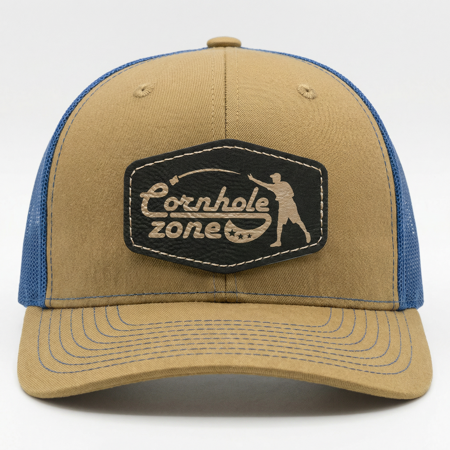 Richardson 112 Snap-back Truckers Hat with Custom Laser Engraved Hexagon Leatherette Patch - Upload Your Logo, Brand, or Image