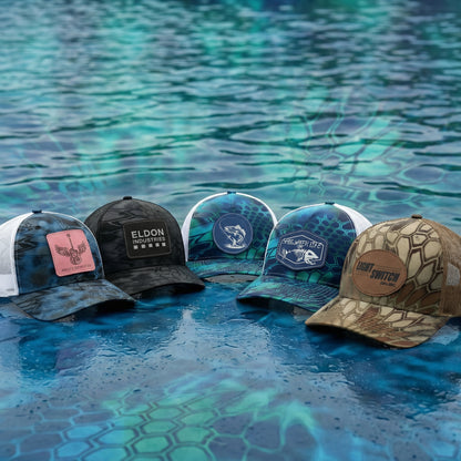 Richardson 112PFP Kryptek Series - Snap-back Truckers Hat - Custom Branded Laser Engraved Leatherette Patch