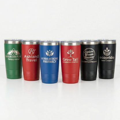Custom Laser Engraved 20oz Stainless Steel Tumbler - Upload Your Logo, Brand, or Image