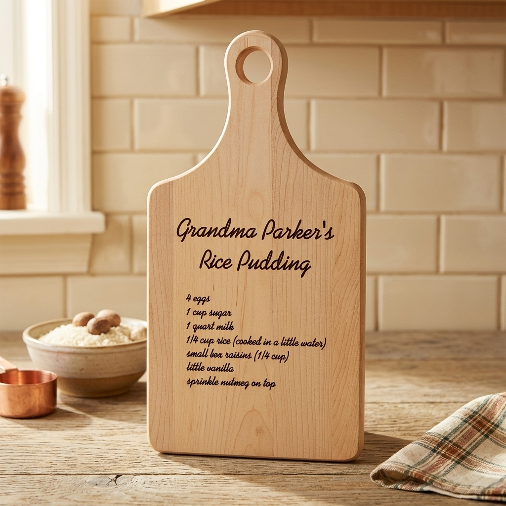 Custom Branded Maple Paddle Cutting Board with Drip Ring