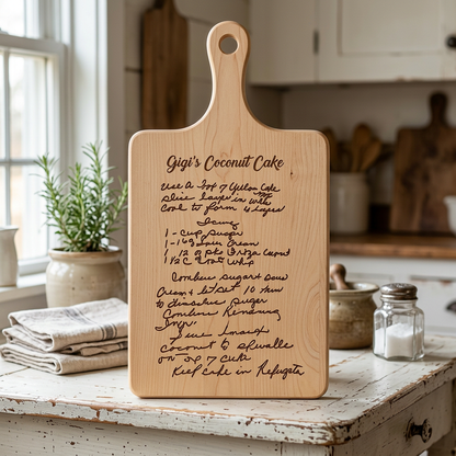 Custom Branded Maple Paddle Cutting Board with Drip Ring