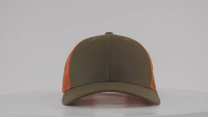 Richardson 115 Low Profile Snap-back Truckers Hat with Custom Branded Laser Engraved Leatherette Patch